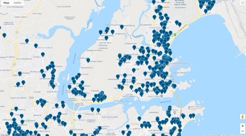 Mapa colaborativo de estabelecimentos no ES, criado com auxílio da hashtag #PorOndeComeçar.